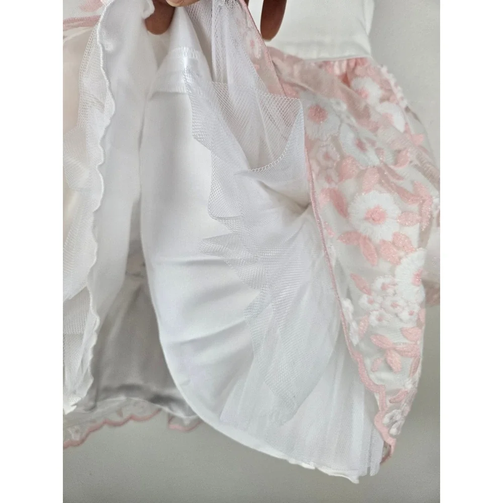 American Princess Girls Pink White Floral Lace Pearl Waist‎ Party Dress Size 5